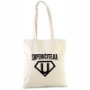 Bavlněná nákupní taška SUPER Učitelka přírodní a přírodní rukojeť