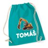 Chlapecký školní sáček na přezůvky jeřáb se jménem tyrkysový