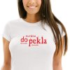 Dámské vtipné tričko patřím DO PEKLA bílé červený potisk