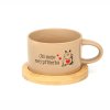 Hrneček makronka pro páry s vtipným potiskem Jsi moje nej PŘÍŠERKA hnědý s bambusovým podtáckem