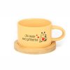 Hrneček makronka pro páry s vtipným potiskem Jsi moje nej PŘÍŠERKA žlutý s bambusovým podtáckem