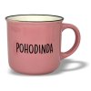 Hrneček keramický RETRO smalt imitace plecháček s potiskem POHODINDA růžový