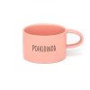 Hrneček makronka s vtipným potiskem nápisem POHODINDA růžový