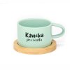 Hrneček makronka s vtipným potiskem KÁVIČKA PRO ČŮZIČKU mint s podtáckem