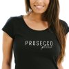 Dámské tričko Prosecco please černé bílý potisk