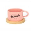 Hrneček makronka pro maminky s potiskem Nejlepší MAMINKA NA SVĚTĚ růžový s podtáckem