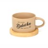 Hrneček makronka pro babičky s potiskem Nejlepší BABIČKA NA SVĚTĚ hnědý s podtáckem