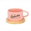 Hrneček makronka pro babičky s potiskem Nejlepší BABIČKA NA SVĚTĚ růžový s podtáckem