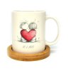Hrnek klasik matný 300ml SPOLU V SRDCI s vlastním textem s podtáckem světle skrémový 02