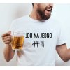 Pánské tričko s potiskem a nápisem JDU NA JEDNO pivo bílé