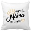 Polštářek bílý s potiskem nejlepší máma na světě černo zlatý potisk
