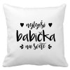Polštářek bílý s potiskem nejlepší babička na světě černý potisk