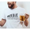 Pánské tričko s potiskem a nápisem EVOLUCE PIVA bílé