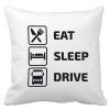 Polštářek EAT SLEEP DRIVE pro kamioňáky bílý