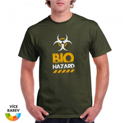 Pánské tričko - Bio Hazard - s potiskem - dárkové - khaki