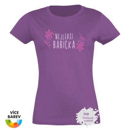 dámské tričko s potiskem Nejlepší babička - fialové - dárkové - Trikoto