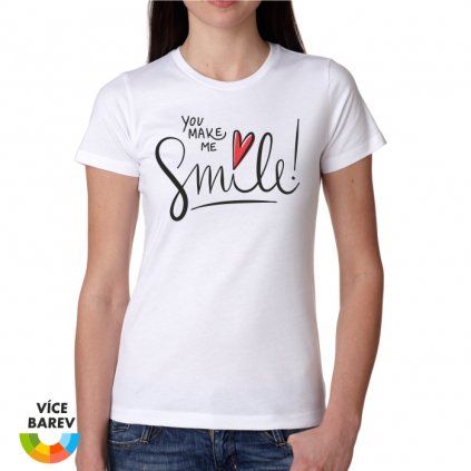 Dámské tričko s potiskem - Úsměv - bílá - dárkové - Trikoto