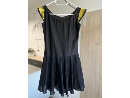 BAZAR Šaty na mažoretky, tanečky aj... černé + černá sukně + zlaté rukávky