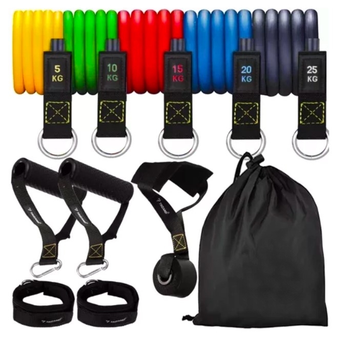 Trizand gumy posilovací FITNESS sada + příslušenství - 5 ks Barva: mix, Velikost: uni