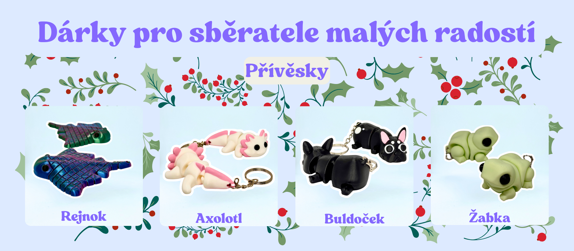 3D tisk - vánoční dárky - přívěsky na klíče
