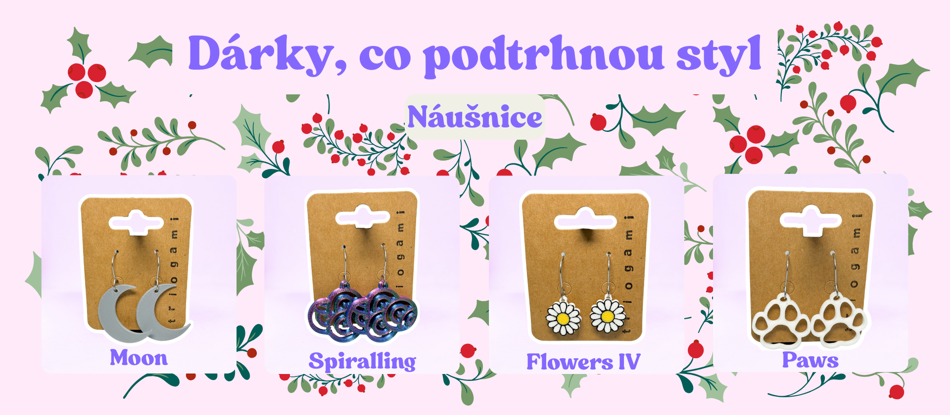 3D tisk - vánoční dárky - náušnice