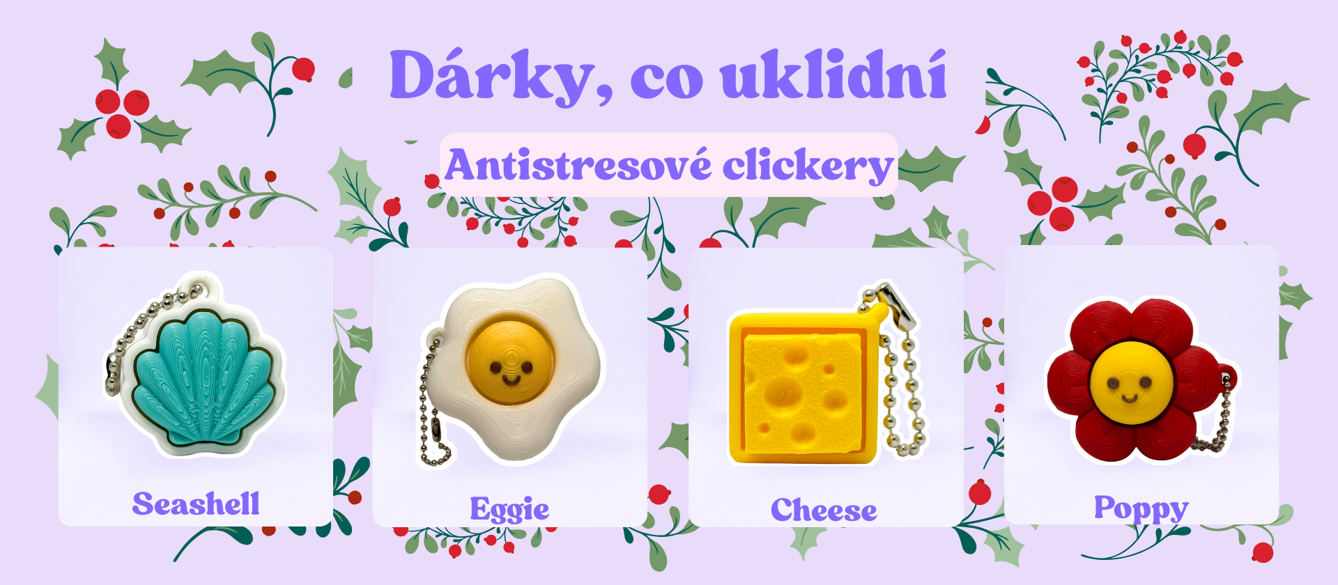3D tisk - vánoční dárky - antistresové fidget clickery