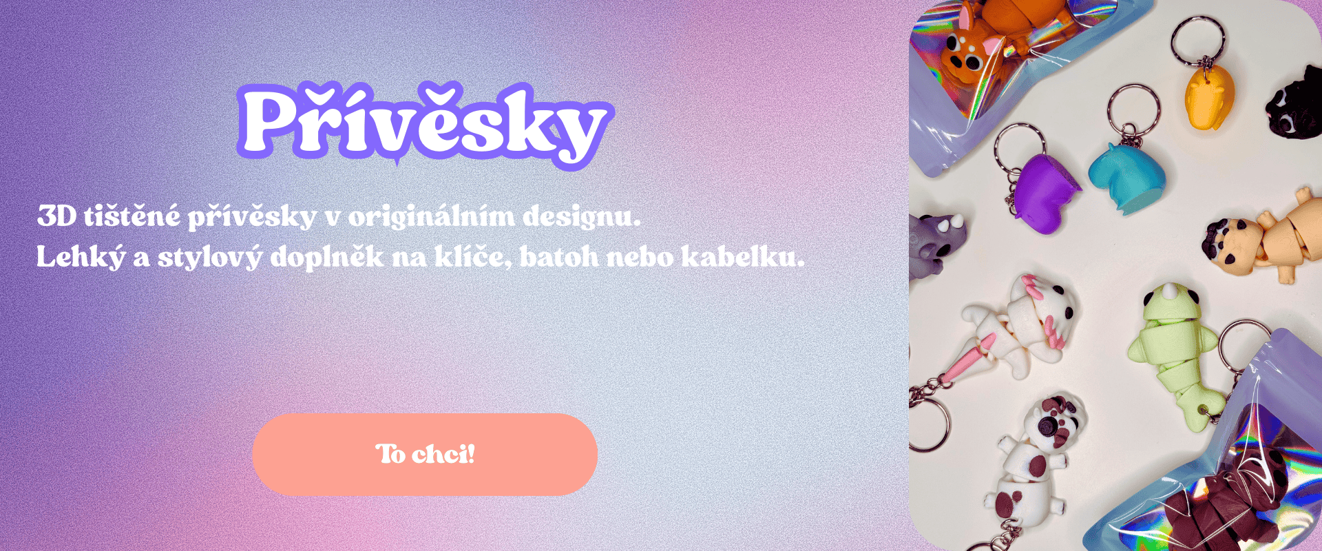 3D tisk - dárky - přívěsky na klíče
