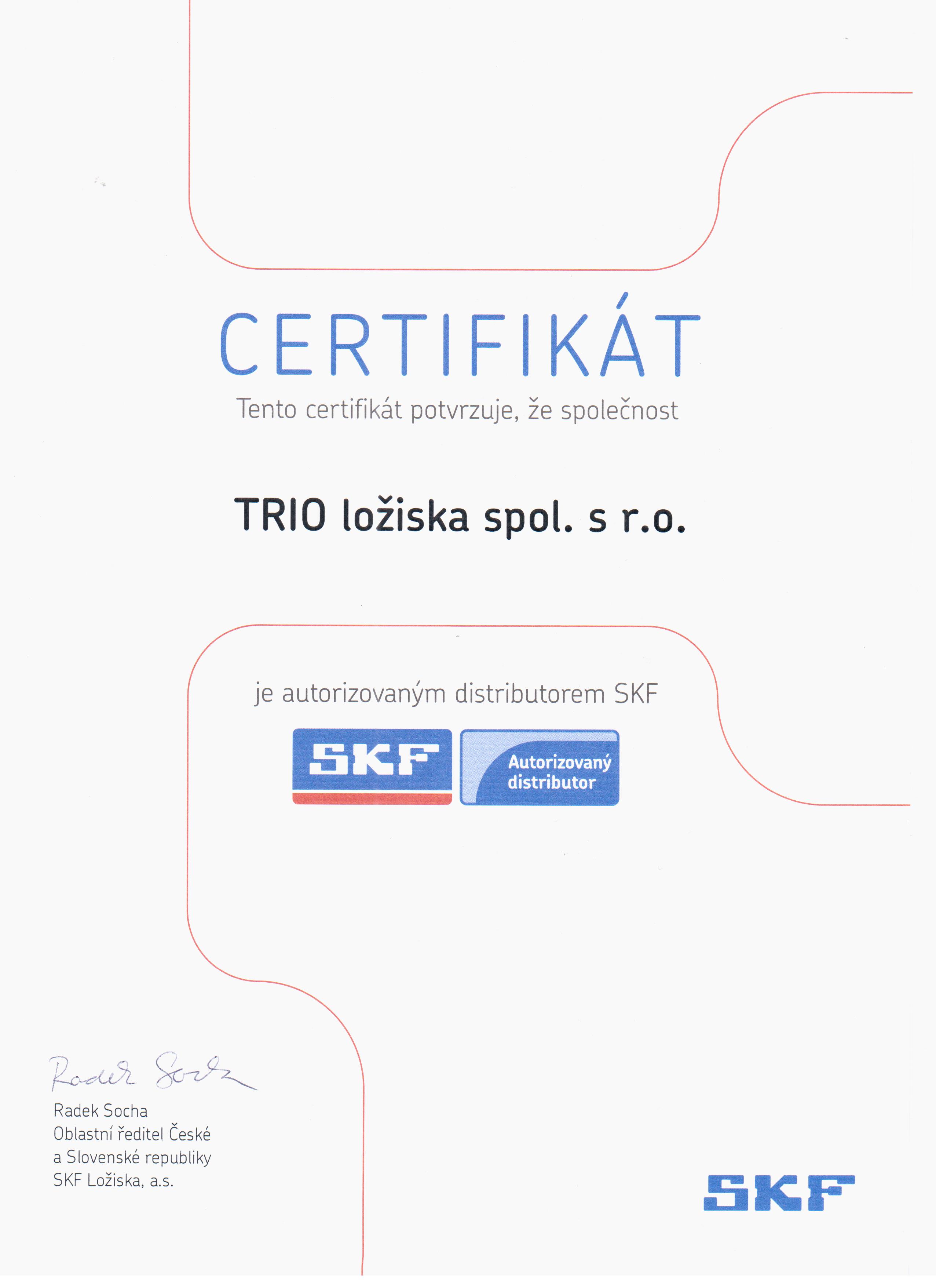 Certifikát SKF