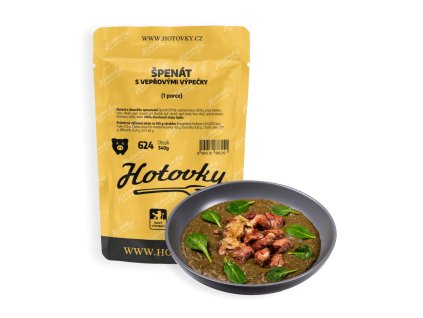 Špenát s vepřovými výpečky (1 porce) hotové jídla hotovky