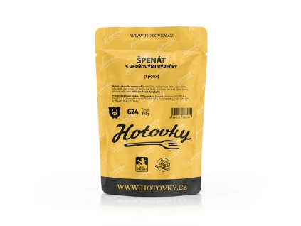 624 Špenát s vepřovými výpečky 1 porce