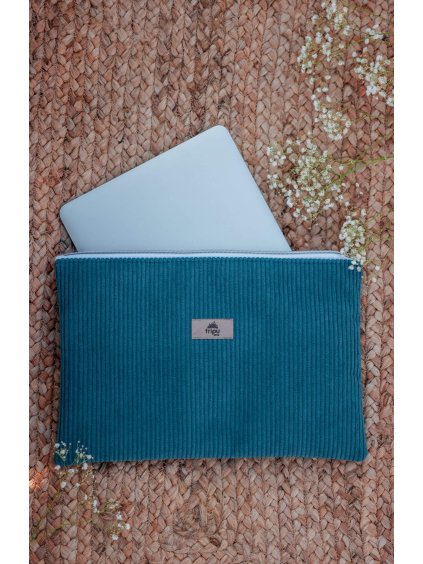 Manšestrový obal na notebook - petrolejový