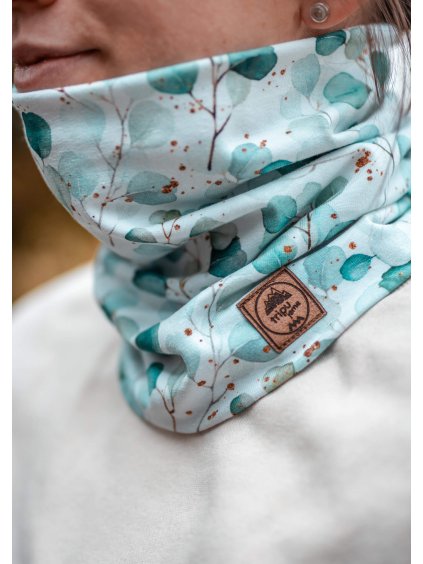 Nákrčník Eukalyptus na bílé - vada na látce