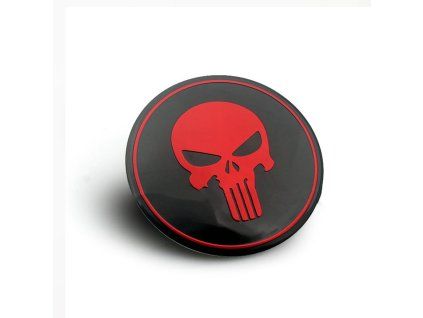 194599 3d chromova samolepka cervena lebka kulata