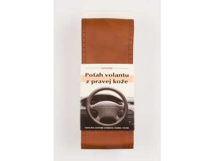 Poťah na volant z pravej kože - HRDZAVÝ s hnedým obšitím