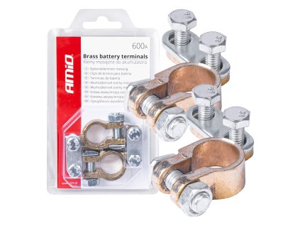 Svorky na autobatériu mosadzné 600A (+/-)  2 ks/blister