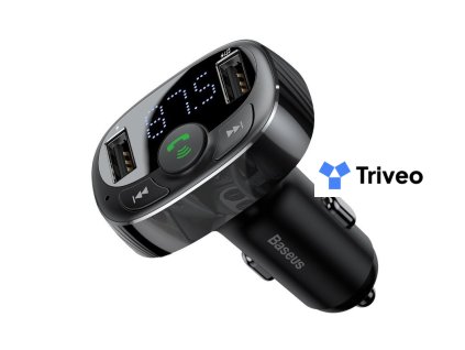 BASEUS FM vysielač T typ Bluetooth 2xUSB microSD, čierny