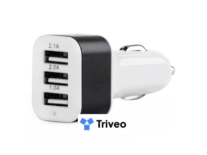 Autonabíjačka mobilného telefónu s 3xUSB biela PCH-03