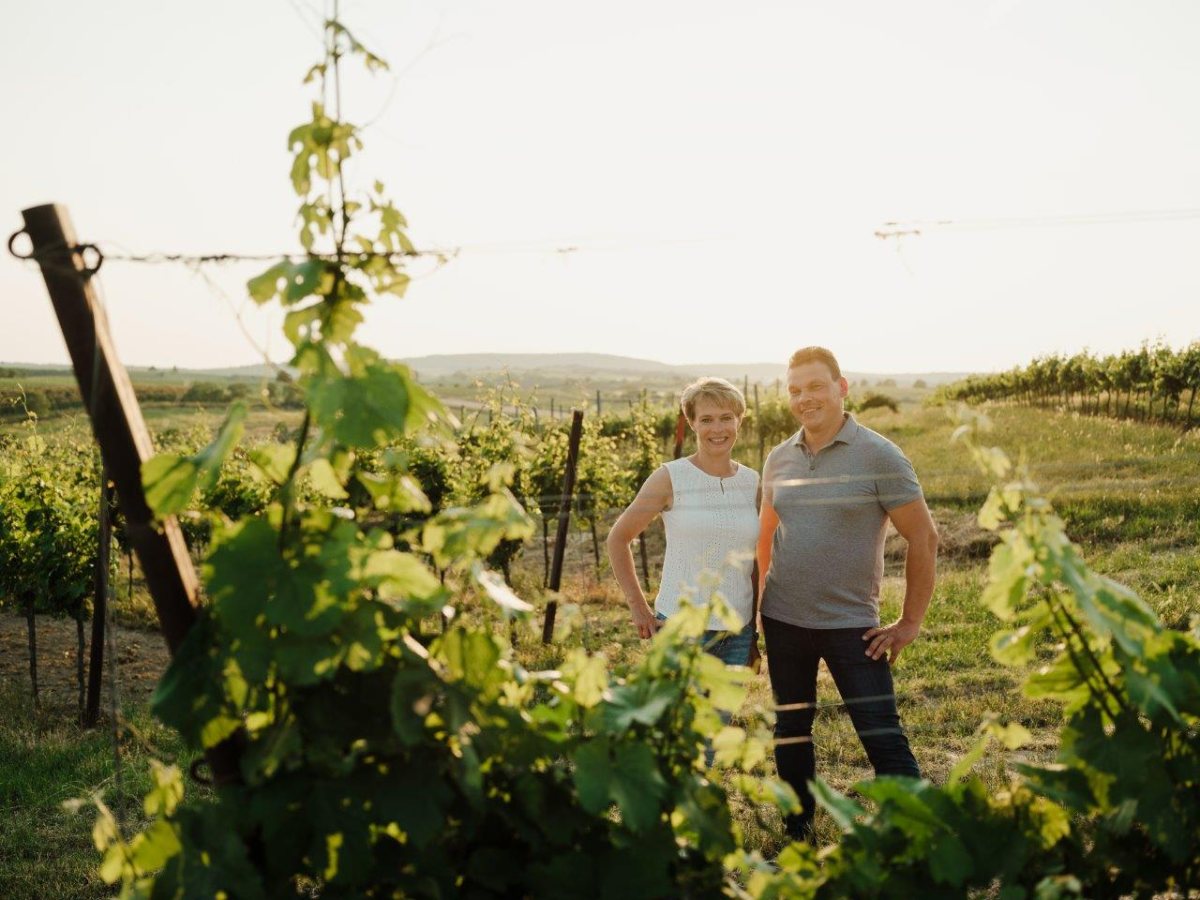 Vinári z Hugl-Wimmer vo svojej vinici