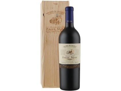 Vignes de Nicole Rouge Magnum Paul Mas v drevenej kazete, francúzske červené víno s vôňou černíc a elegantnou chuťou