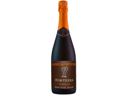 Dama del Rovere Fortezza Durello Spumante Metodo Classico Extra Brut 0,75l – suché šumivé z Durelly s bledou slamovou farbou a citrusovo‑chlebovou arómou.