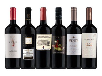Degustačný balík Cabernet Sauvignon – 6 červených vín z Čile, Talianska, Argentíny, USA a Južnej Afriky, plné chute a svetové štýly