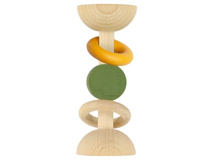 WOODEN SILICONE RATTLE – Mr. Dino