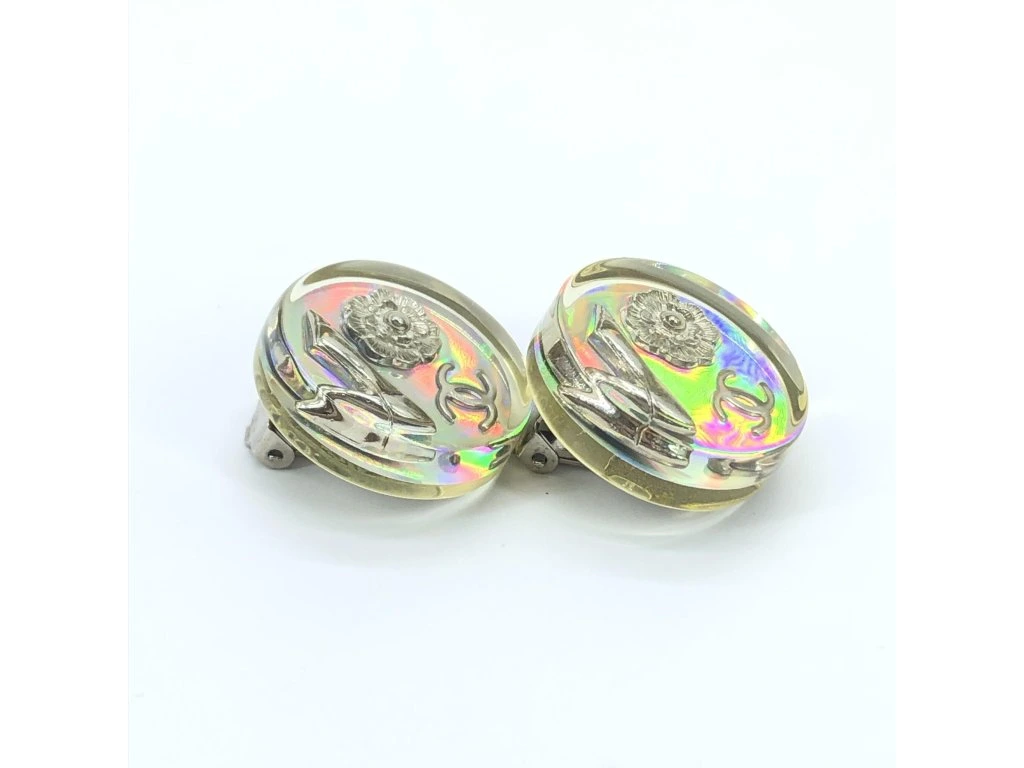 Vintage Holographic Logo Clip-On Náušnice