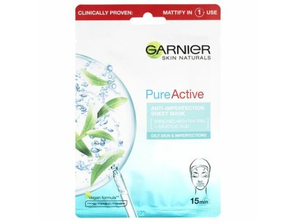 garnier hydratacni textilni maska proti nedokonalostem obohacena o cajovnik a kyselinu 14753260074549