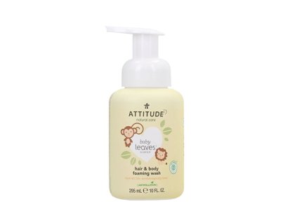 attitude detska myci pena na telo a vlasy s vuni hruskove stavy baby leaves hair body 14965133051715