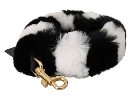 Ramenní popruh s černou bílou kožešinou Lapin