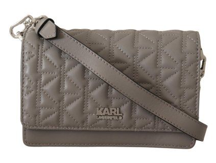 Světle šedá kožená crossbody kabelka