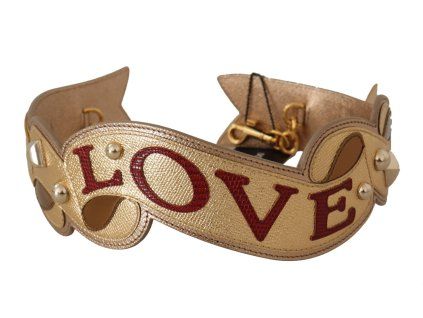 Zlatý Leather LOVE Patch Bag Ramenní popruh