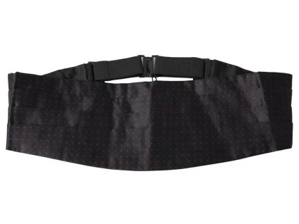 Černý hedvábný tečkovaný smokingový pásek Cummerbund