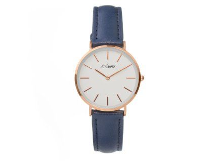 Modré kožené společenské hodinky